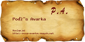 Poós Avarka névjegykártya